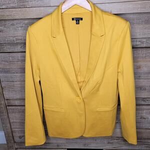 Versona Women's Mustard Yellow One Button Lined Medium Blazer Jacket